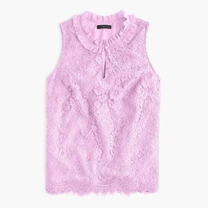 NWT J. Crew Lilac Lace Sleeveless Blouse Ruffle Neck Keyhole Top Size XS/XSP